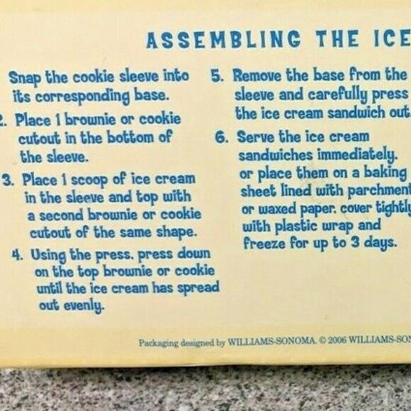 Williams Sonoma ice cream Sandwich molds Cutters NEW in box - Picture 6 of 8